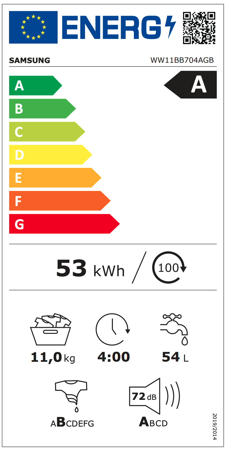 SAMSUNG WW11BB704AGB wasmachine