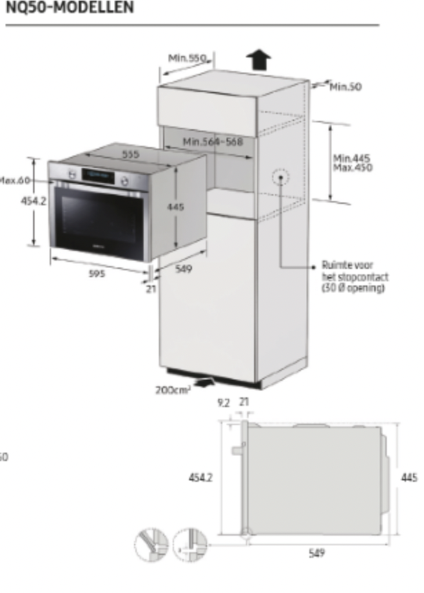 SAMSUNG NQ50T9539BD multifunctionele oven met microgolfoven - 45cm