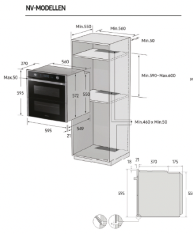 SAMSUNG NV75T9979CD multifunctionele oven met stoom - 60cm