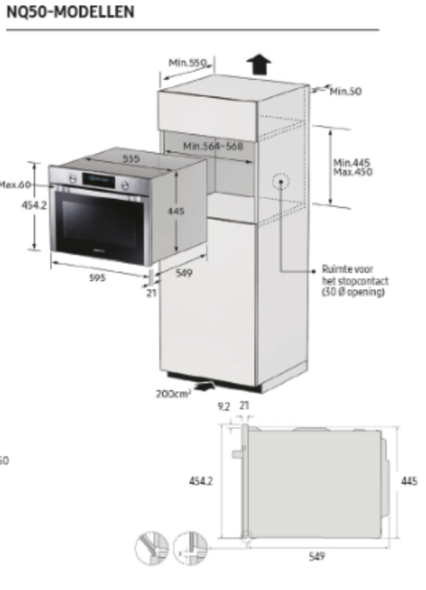 SAMSUNG NQ50T8939BK multifunctionele oven met stoom - 45cm