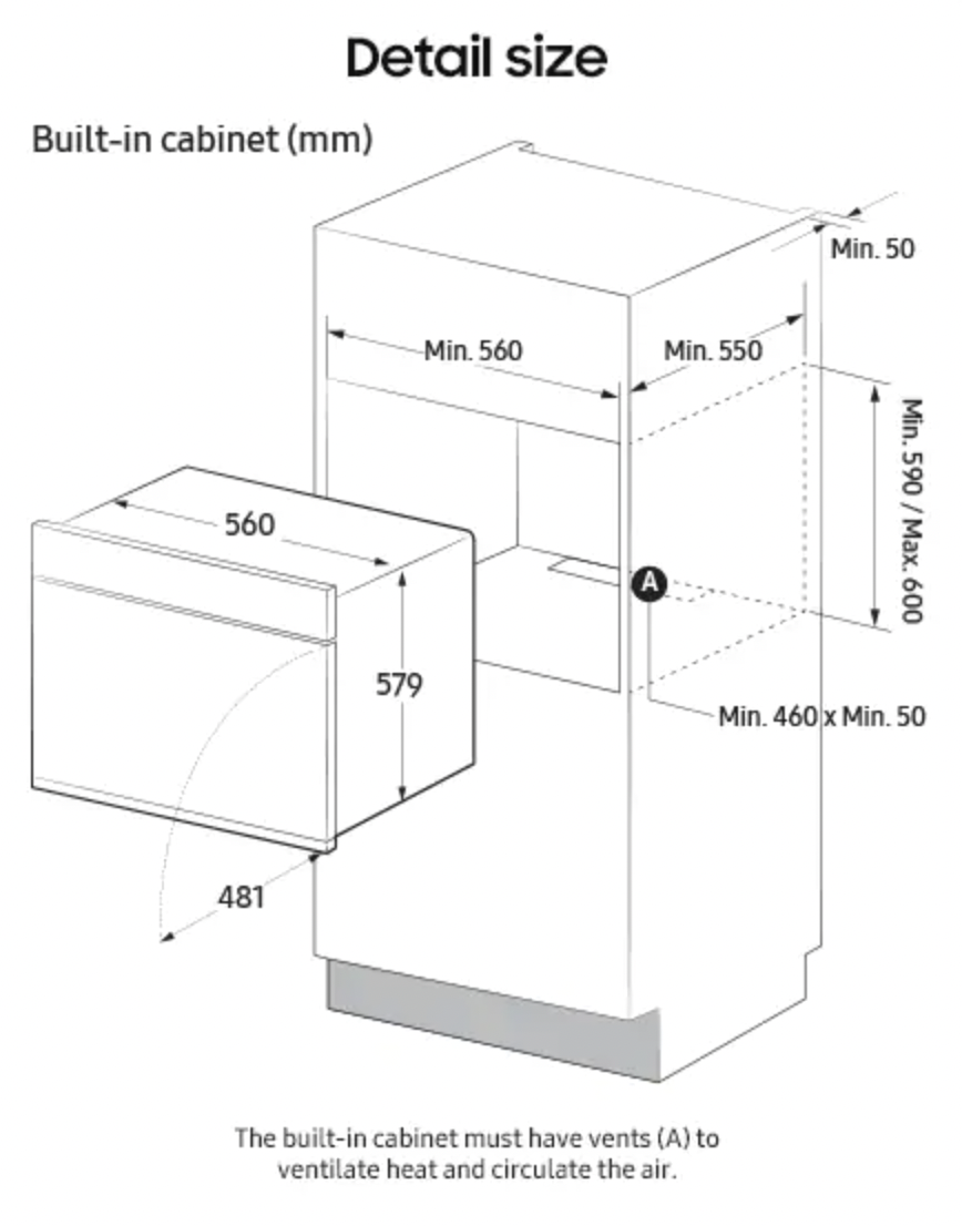 SAMSUNG NV7B4550VAK multifunctionele oven met stoomtoevoeging - 60cm