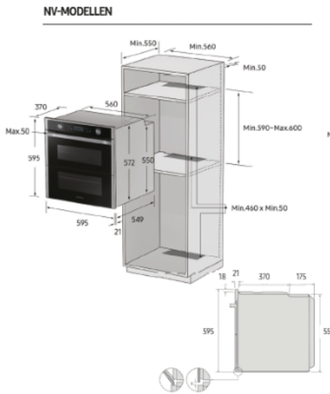 SAMSUNG NV75T8979RK multifunctionele oven met stoom - 60cm