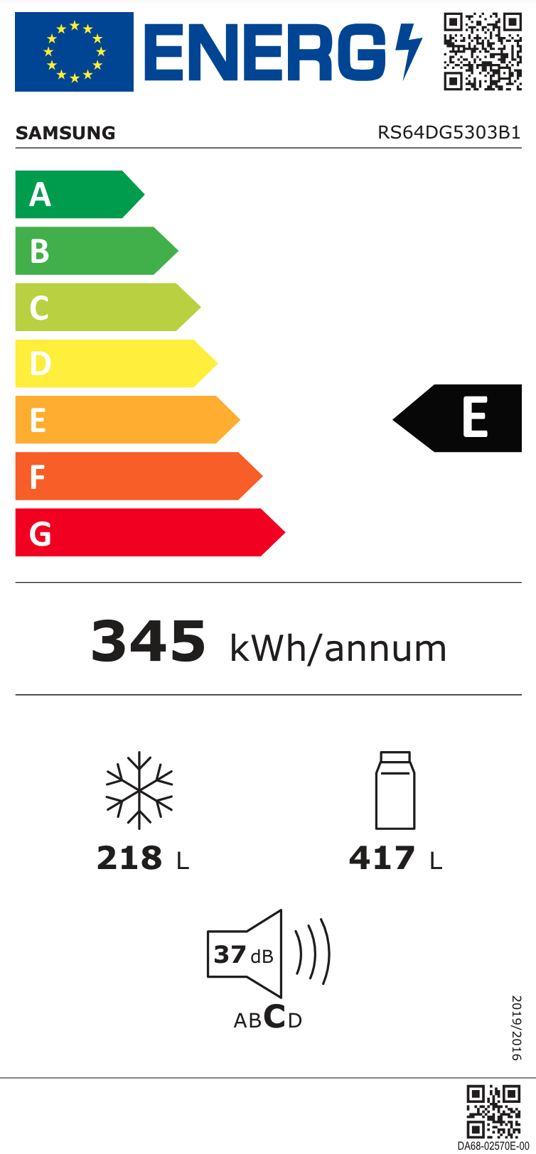 SAMSUNG RS64DG5303B1EF side-by-side - 178cm