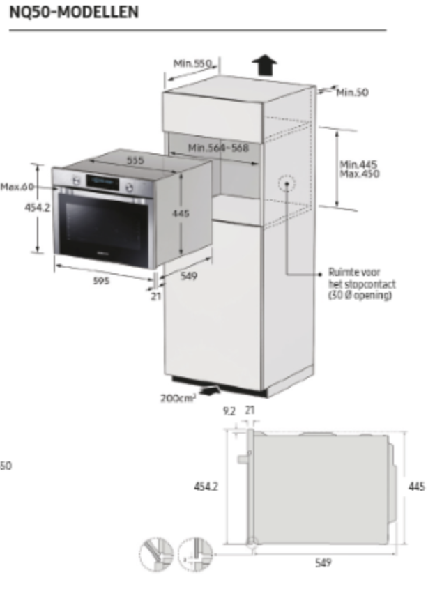 SAMSUNG NQ50T9939BD multifunctionele oven met stoom - 45cm