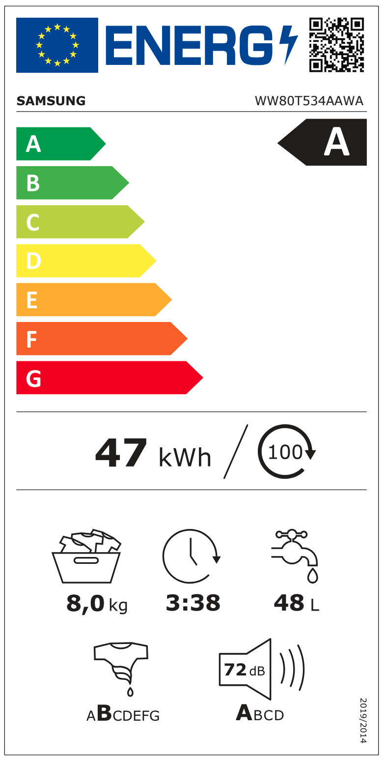 SAMSUNG WW80T534AAWAS2 wasmachine